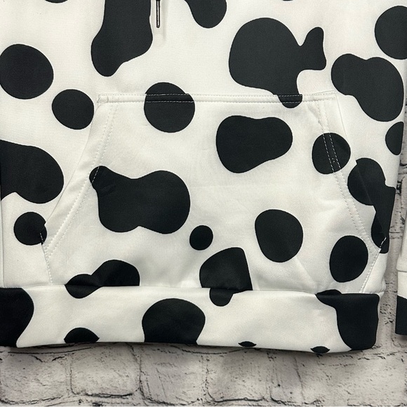 Dalmatian Dog Cow Print Drawstring Hoodies Pullover Sweatshirts Long Sleeve SM - Picture 4 of 11